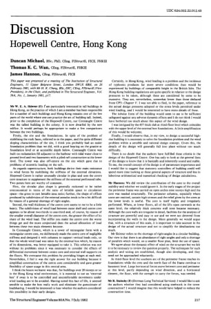 Discussion on Hopewell Centre, Hong Kong by Duncan Michael, Thomas K. C. Wan and James Hannon