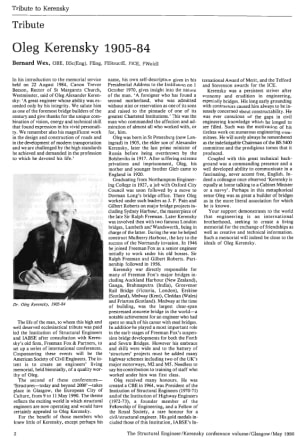 Tribute to Oleg Kerensky 1905-84