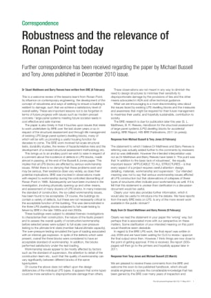 Robustness and the relevance of Ronan Point today