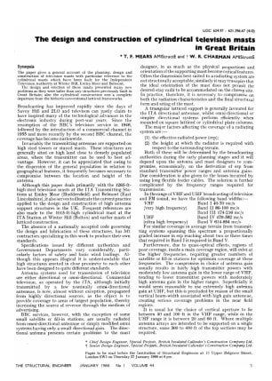 The Design and Construction of Cylindrical Television Masts in Great Britain