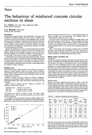 The Behaviour of Reinforced Concrete Circular Sections in Shear