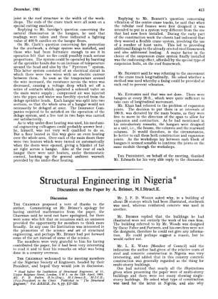 Structural Engineering in Nigeria. Discussion on the Paper by A. Brimer, M.I.Struct.E.