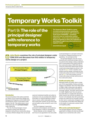 Temporary Works Toolkit. Part 9: The role of the principal designer with reference to temporary work