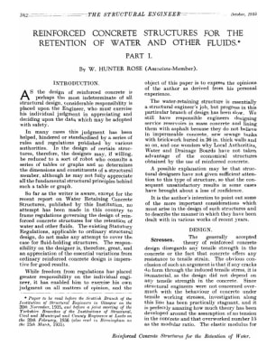 Reinforced Concrete Structures for the Retention of Water and other Fluids. Part I