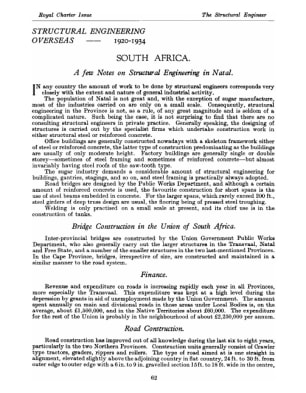 Structural Engineering Overseas - 1920-1934 South Africa A few Notes on Structural Engineering in Na