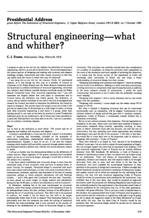 Presidential Address. Structural Engineering - What and Whither?
