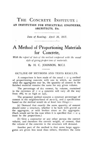 A method of proportioning materials for concrete
