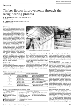 Timber Floors: Improvements Through the Reengineering Process