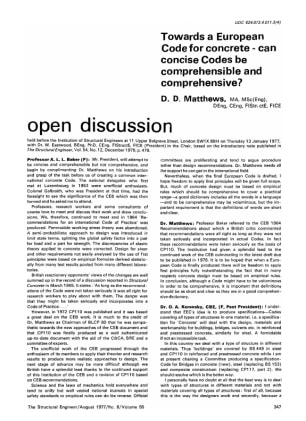 Open Discussion on Towards a European Code for Concrete - Can Concise Codes be Comprehensible and Co