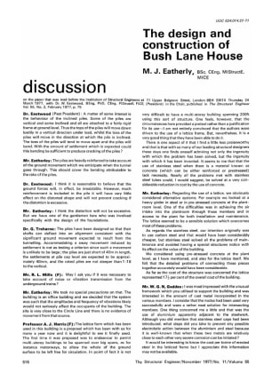 Discussion on The Design and Construction of Bush Lane House by M.J. Eatherley