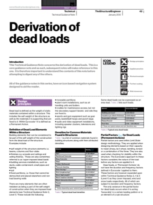Technical Guidance Note (Level 1, No. 2): Derivation of dead loads