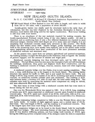 Structural Engineering Overseas - 1920-1934 New Zealand (South Island)
