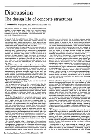 Discussion on The Design Life of Concrete Structures by G. Somerville