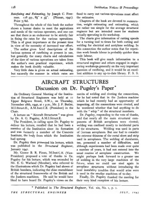 Aircraft Structures. Discussion on Dr. Pugsley's Paper