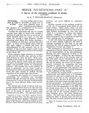 Bridge Foundations-Part II. A Survey of the Attendant Problems in Design (Continued)