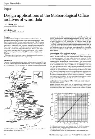 Design Applications of the Meteorological Office Archives of Wind Data