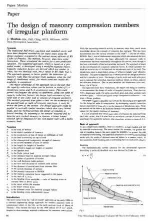 The Design of Masonry Compression Members of Irregular Planform