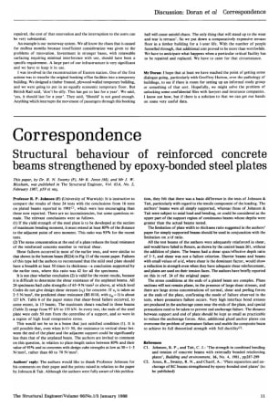 Correspondence on Structural Behaviour of Reinforced Concrete Beams Strengthened by Epoxy-Bonded Ste