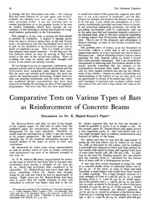 Comparative Tests on Various Types of Bars as Reinforcement of Concrete Beams Discussion on Dr. K. H