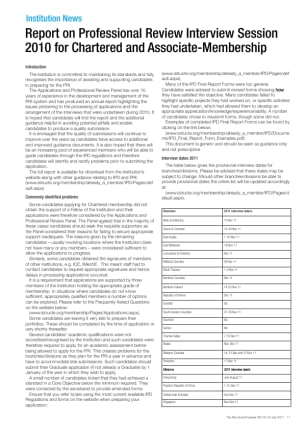 Report on Professional Review Interview Session 2010 for Chartered and Associate-Membership
