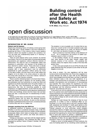 Open Discussion on Building Control After the Health and Safety at Work etc. Act 1974 by R.M. Silber