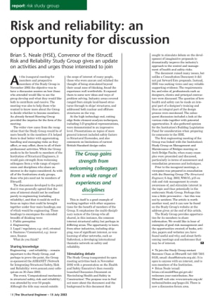 Risk and reliability: an opportunity for discussion