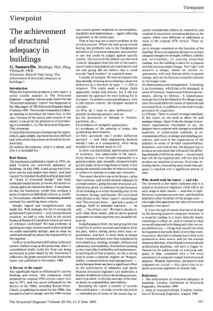 The Achievement of Structural Adequacy in Buildings
