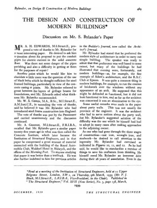 The Design and Construction of Modern Buildings. Discussion on Mr. S. Bylander's Paper