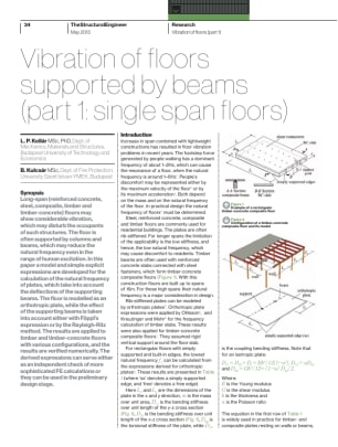 Vibration of floors supported by beams (part 1: single span floors)