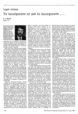 Legal Column. To Incorporate or not to Incorporate...