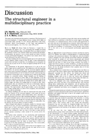 Discussion on the Structural Engineer in a Multidisciplinary Practice by J.N. Martin, R. F. Emmerson