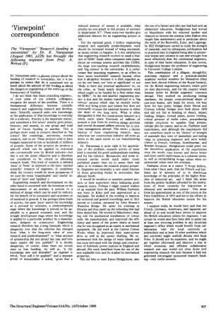 Correspondence on Viewpoint on Research Funding in Universities by Dr. R. Narayanan