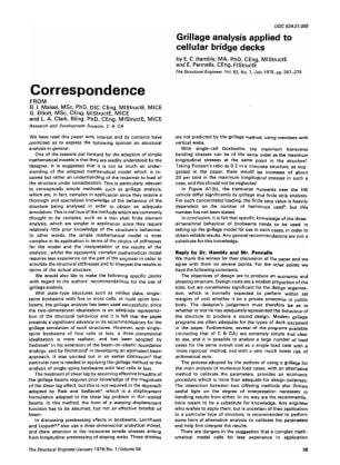 Correspondence on Grillage Analysis Applied to Cellular Bridge Decks by E.C. Hambly and E. Pennells