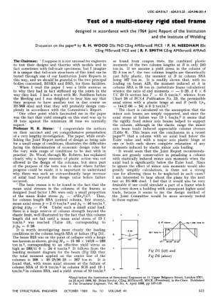 Test of a Multi-Storey Rigid Steel Frame Designed in Accordance with the 1964 Joint Report of the In
