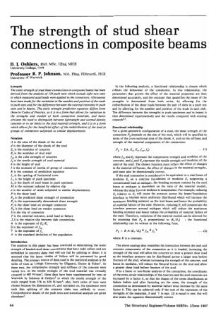 The Strength of Stud Shear Connections in Composite Beams