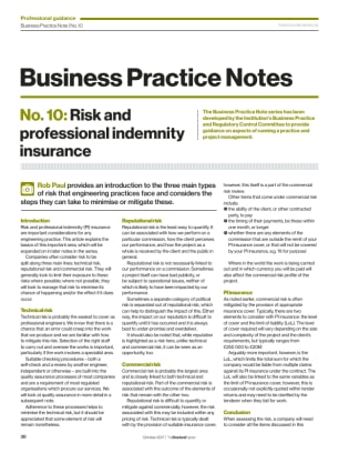Business Practice Note No. 10: Risk and professional indemnity insurance