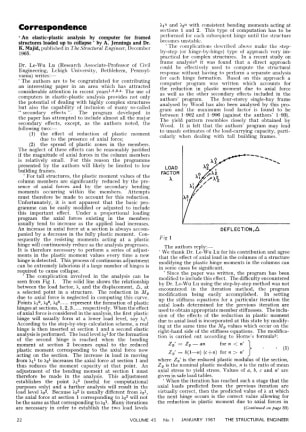 Correspondence. ' An Elastic-plastic Analysis by Computer for Framed Structures Loaded up to Collaps