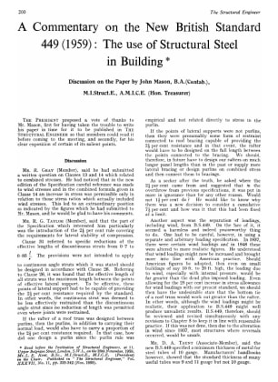 A Commentary on the New British Standard 449 (1959); The Use of Structural Steel in Building Discuss
