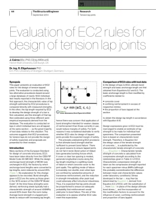 Evaluation of EC2 rules for design of tension lap joints
