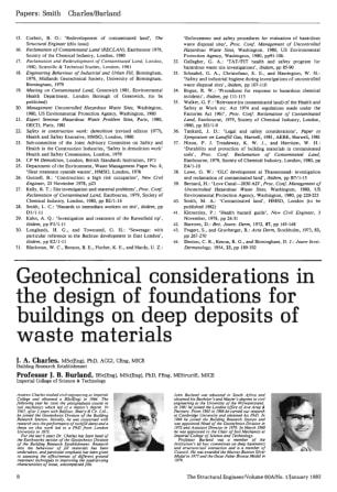 Geotechnical Considerations in the Design of Foundations of Buildings on Deep Deposits of Waste Mate