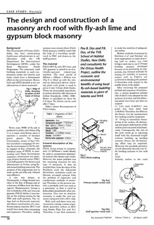 The Design and Construction of a Masonry Arch Roof with Fly-ash Lime and Gypsum Block Masonry