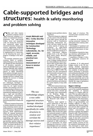 Cable-Supported Bridges and Structures: Health and Safety Monitoring and Problem Solving