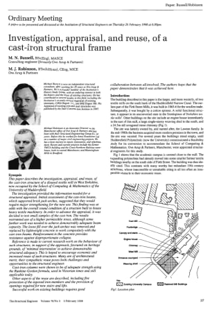 Investigation, Appraisal and Reuse, of a Cast-Iron Structural Frame