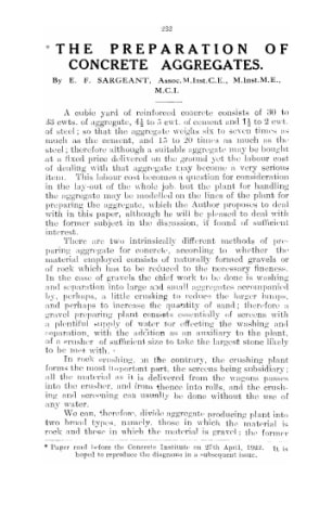 The preparation of concrete aggregates