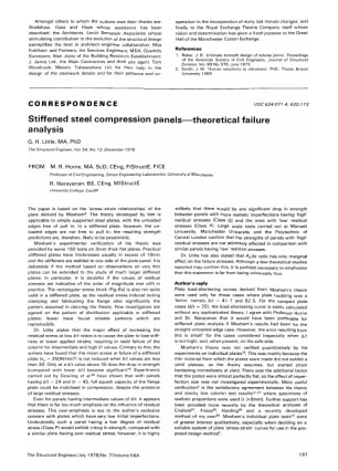Correspondence on Stiffened Steel Compression Panels - Theoretical Failure Analysis by G.H. Little