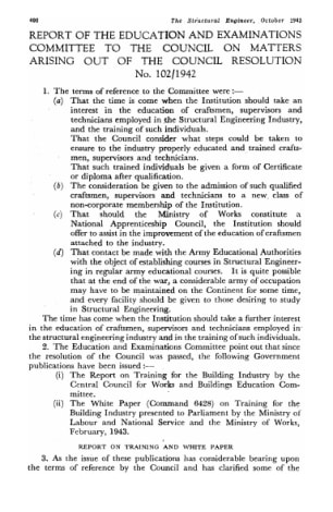 Report of the Education and Examinations Committee to the Council on Matters Arising out of the Coun