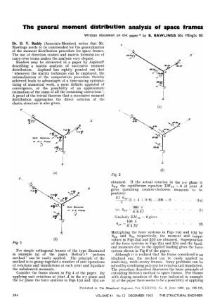 The general moment distribution analysis of space frames Written discussion on the paper  by B. Rawl