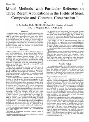 Model Methods, with Particular Reference to Three Recent Applications in the Fields of Steel, Compos