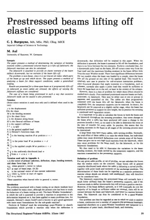 Prestressed Beams Lifting Off Elastic Supports