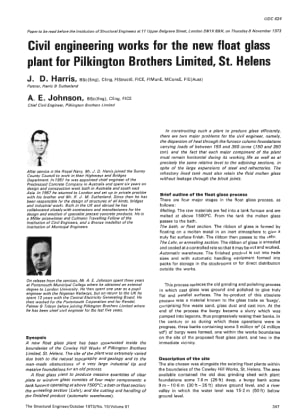 Civil Engineering Works for the new Plate Glass Works for Pilkington Brothers Limited, St. Helens